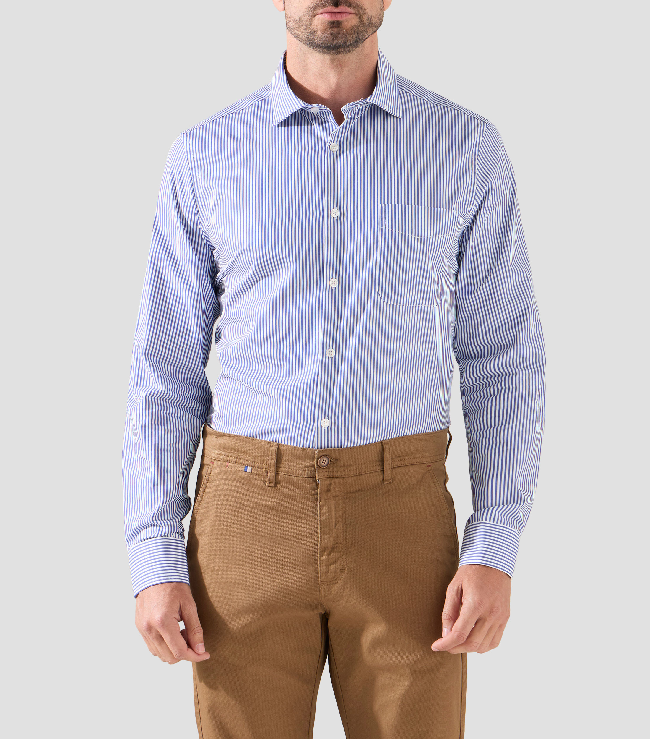 Camisa a rayas manga larga Hombre